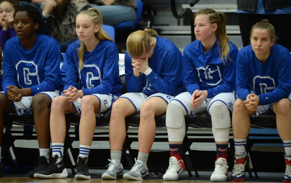 Steve Griffin  |  The Salt Lake Tribune


Pleasant Grove players watch nervously from the bench as the battle Layton during the girl's 5A basketball tournament at the SLCC gym in Salt Lake City Monday February 20, 2017
