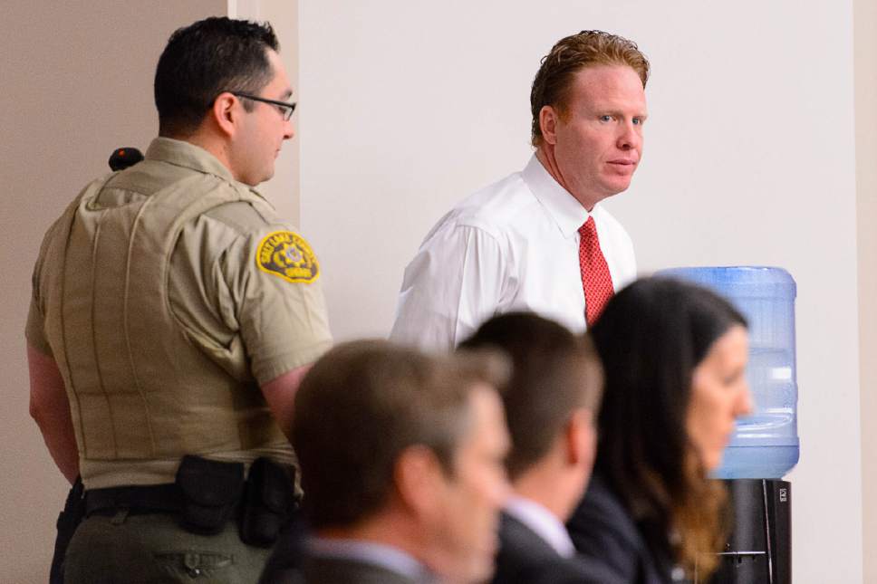 Trent Nelson  |  The Salt Lake Tribune
Jeremy Johnson enters the courtroom, to again refuse to answer questions, during the John Swallow public-corruption trial in Salt Lake City, Tuesday February 21, 2017.