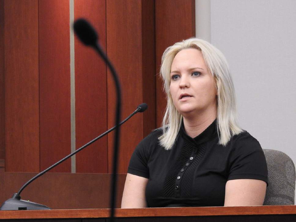 Trent Nelson  |  The Salt Lake Tribune
Jessica Fawson Rizzuto testifies during the John Swallow public-corruption trial in Salt Lake City, Tuesday February 21, 2017.