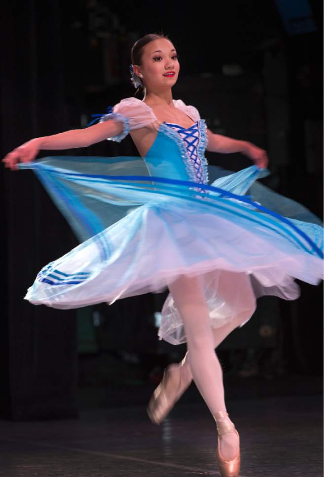 Leah Hogsten  |  The Salt Lake Tribune
Gabriele Lukasik of Denver performs a Grand Pas Classique Variation. Hundreds of Junior Contemporary Competition ballet dancers audition for the Youth America Grand Prix or YAGP regional semi-finals, Thursday, February 24, 2017 at the Capitol Theatre. Throughout the weekend, the students will attend workshops, competitions, and dance classes. YAGP awards more than $250,000 a year in scholarships to send  dancers to leading schools and dance companies to continue their training. Selected competitors will continue on to the finals in New York City.