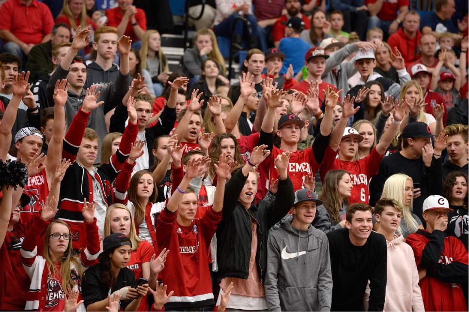 Scott Sommerdorf | The Salt Lake Tribune 
Cavemen fans put their mojo on some free throw attempts as American Fork defeated Viewmont 50-46 for the Girl's 5A championship, Saturday, February 25, 2017.
