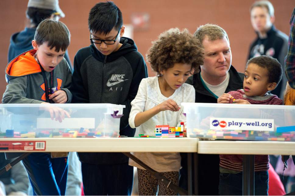 Leah Hogsten  |  The Salt Lake Tribune
Over 800 kids sorted through 50,000 pieces of LEGOs to make additions to the Salt Lake Valley out of LEGO in the hopes of getting kids interested in engineering and other STEM and STEAM-related fields at the Gene Fullmer Recreation Center, February 25, 2017.