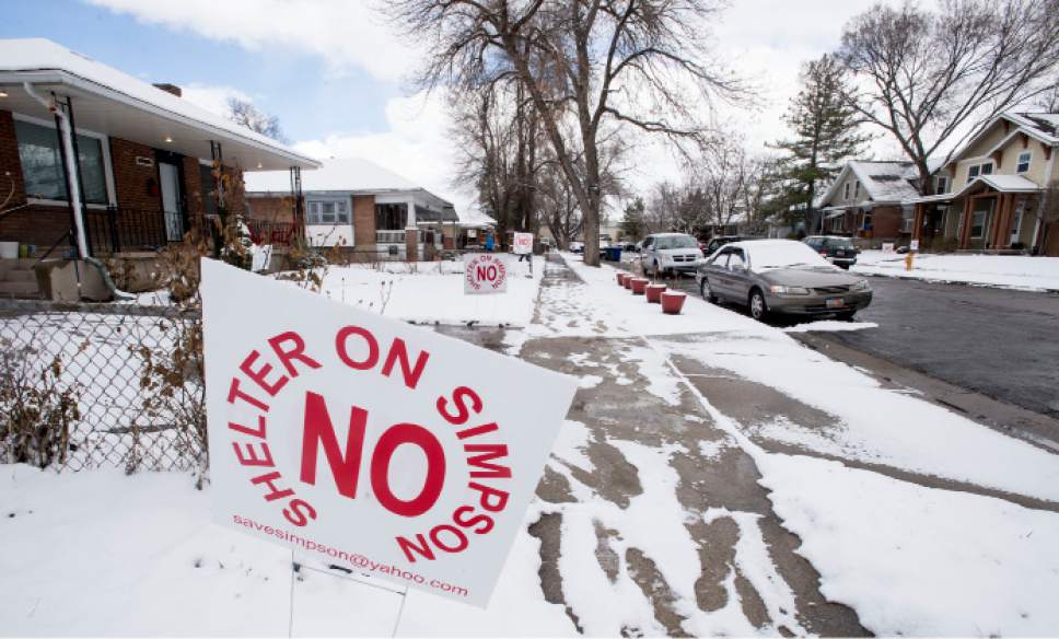 Steve Griffin  |  The Salt Lake Tribune


Green Street and Simpson Avenue neighborhood near the site of a proposed new Salt Lake City homeless shelter in Salt Lake City Friday February 24, 2017. Salt Lake City is going to build two, not four, homeless resource centers eliminating the Simpson Avenue site.