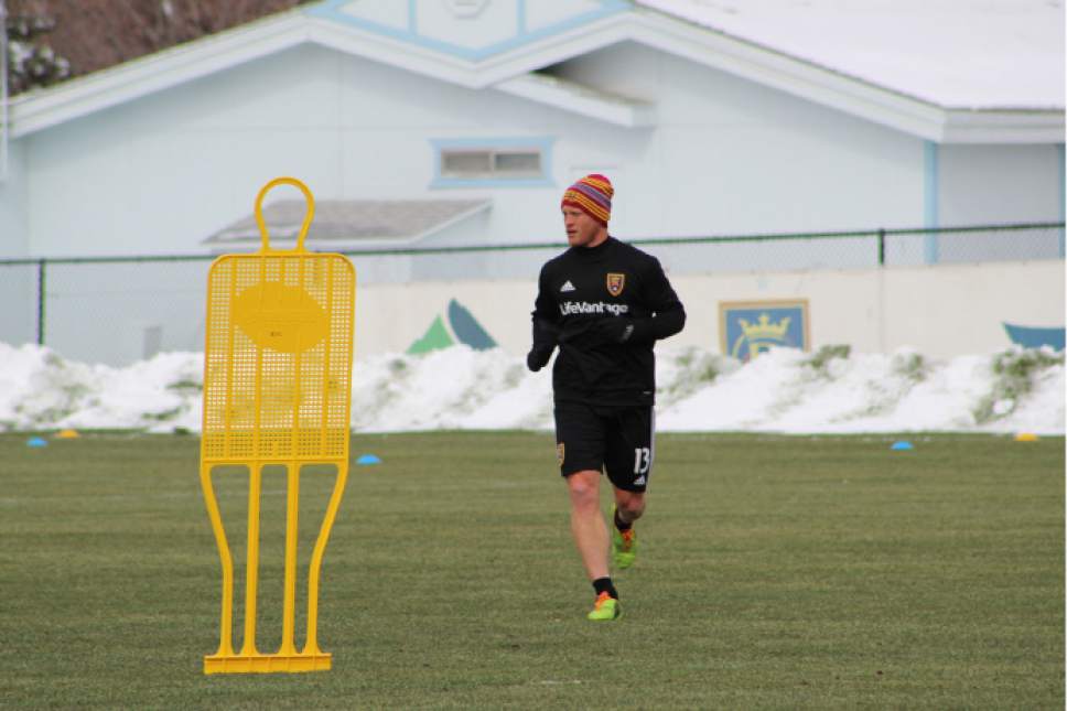 Christopher Kamrani  |  The Salt Lake Tribune

New RSL forward Chad Barrett  in Tuesday's training session at America First Field in Sandy.