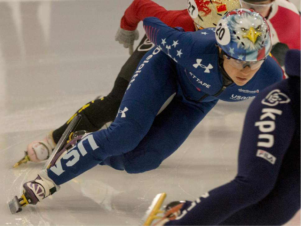 Rick Egan  |  The Salt Lake Tribune

Jessica Kooreman, USA, skates in the in the Ladies World Cup1500 M finals, at the Olympic Oval in Kearns, Saturday, November 12, 2016.