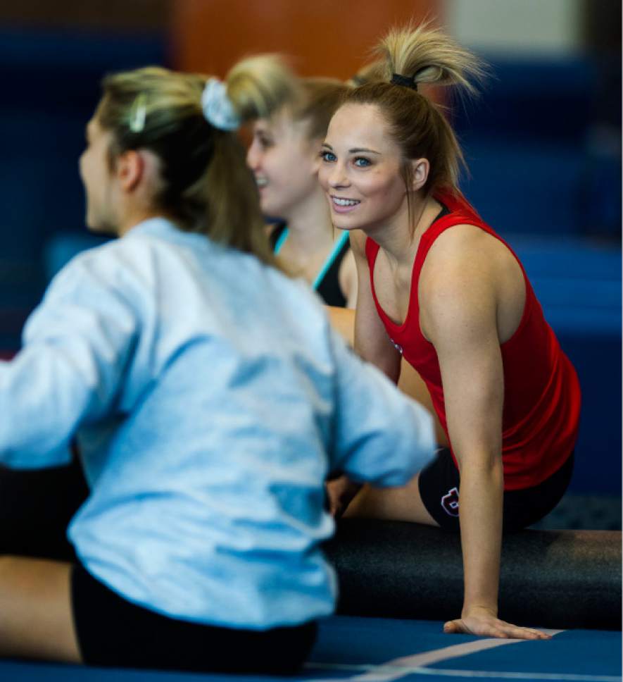 Steve Griffin / The Salt Lake Tribune

University of Utah gymnast MyKayla Skinner during practice at Dumke gymnastics practice facility on the campus of the University of Utah Salt Lake City Thursday January 5, 2017.