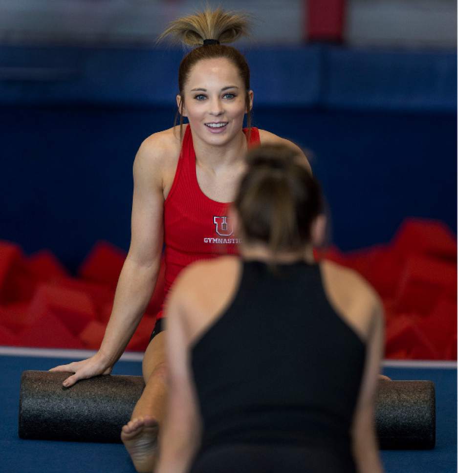 Steve Griffin / The Salt Lake Tribune

University of Utah gymnast MyKayla Skinner during practice at Dumke gymnastics practice facility on the campus of the University of Utah Salt Lake City Thursday January 5, 2017.