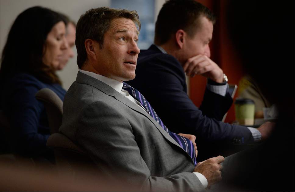 Scott Sommerdorf | The Salt Lake Tribune
Defense attorney Scott Williams appears to dipsute a claim being delivered by prosecutor Fred Burmester during the prosecution's closing arguments in former Utah Attorney General John Swallow's public corruption trial, Wednesday, March 1, 2017.