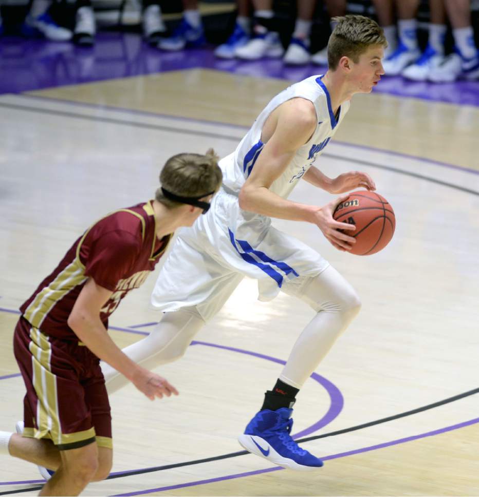 Steve Griffin  |  The Salt Lake Tribune


Bingham's 6-11 center Branden Carlson dribbles up court after grabbing a rebound during 5A playoff game against Viewmont at the Dee Events Center in Ogden Wednesday March 1, 2017.