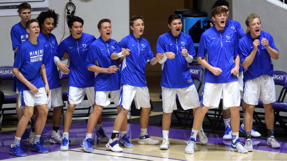 Steve Griffin  |  The Salt Lake Tribune


The Bingham reserves leap from the bench as they celebrate the Miners building a big lead during 5A playoff game against Viewmont at the Dee Events Center in Ogden Wednesday March 1, 2017.