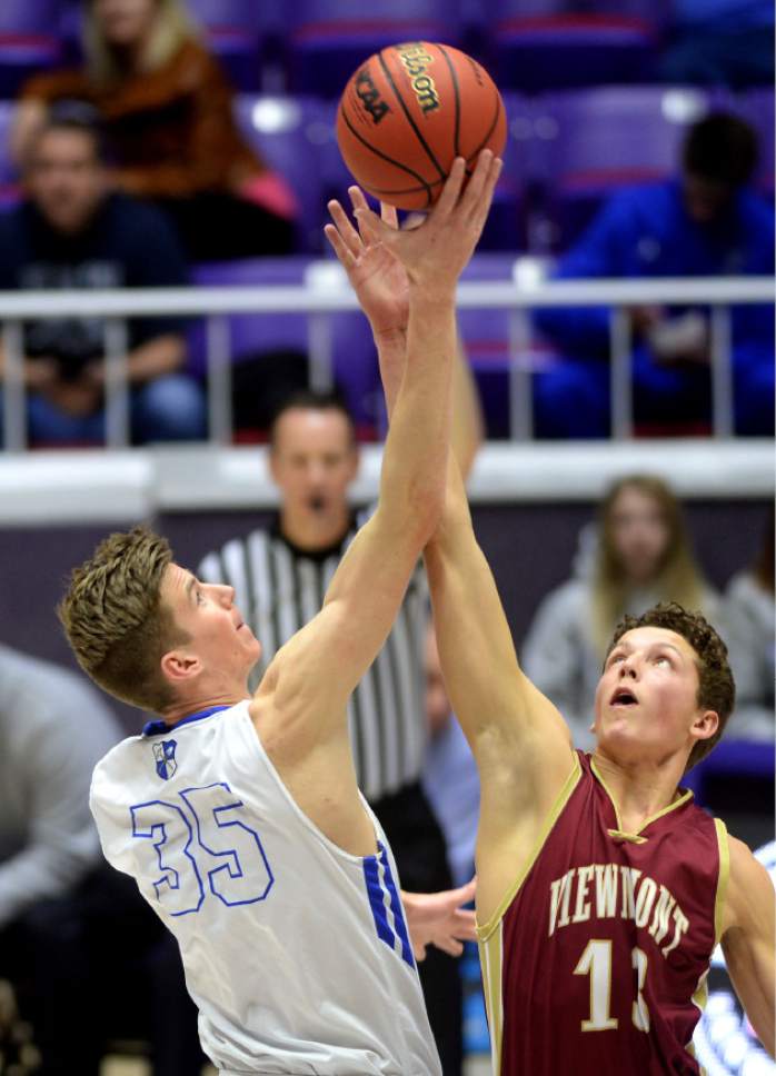 Steve Griffin  |  The Salt Lake Tribune


Bingham's Branden Carlson taps the ball away from Viewmont's Lewis Johnson during 5A playoff game at the Dee Events Center in Ogden Wednesday March 1, 2017.