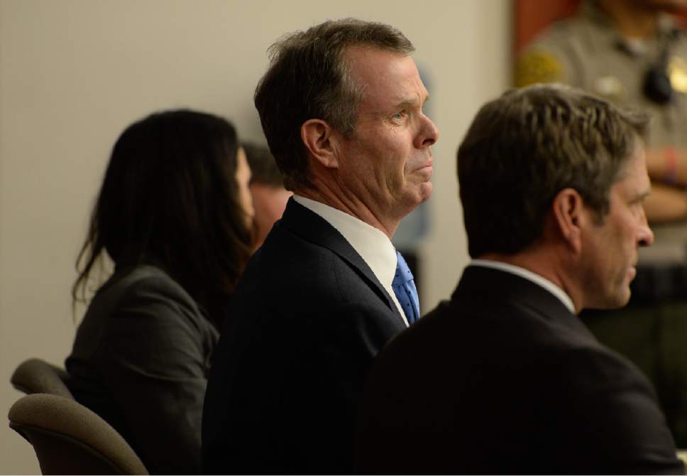 Francisco Kjolseth | The Salt Lake Tribune
Former Utah Attorney General John Swallow tears up as he watches the jury be dismissed after being cleared of all charges during his public-corruption trial in Salt Lake City, Thursday March 2, 2017.