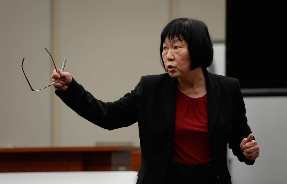 Scott Sommerdorf | The Salt Lake Tribune
Prosecutor Chou Chou Collins points at defendant John Swallow during her rebuttal to closing remarks in former Utah Attorney General John Swallow's public corruption trial, Wednesday, March 1, 2017.