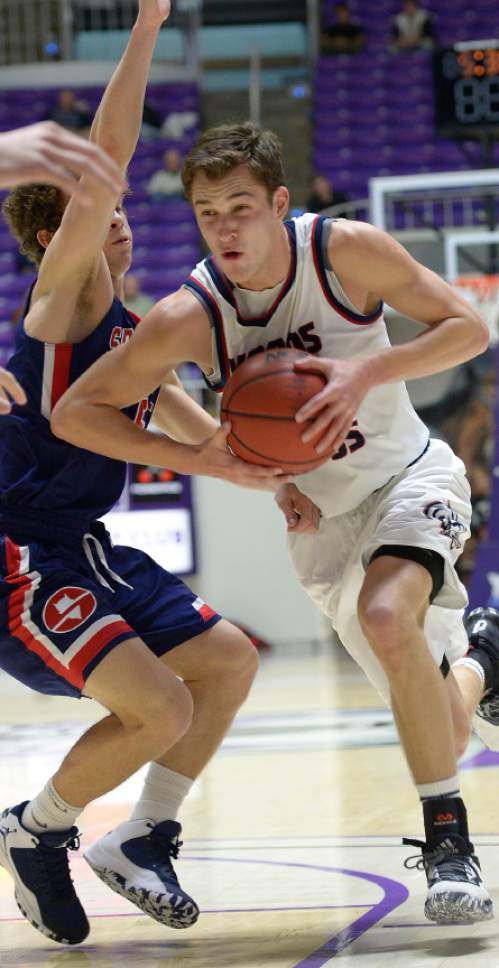 Leah Hogsten  |  The Salt Lake Tribune
Woods Cross' Trevin Knell had 28 points and 8 rebounds in the game. Springville High School defeated Woods Cross High School 51-50 at the buzzer during their 4A State boys' basketball quarterfinal playoff game at Weber State University's Dee Events Center, Thursday, March 2, 2017.