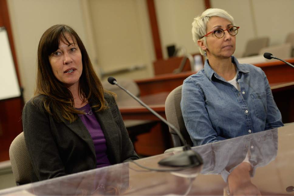 Francisco Kjolseth | The Salt Lake Tribune
Jurors Melissa Smith, left, and Sandra Buendia speak with the press after finding former Utah Attorney General John Swallow not guilty on all charges in his public-corruption trial in Salt Lake City, Thursday March 2, 2017.