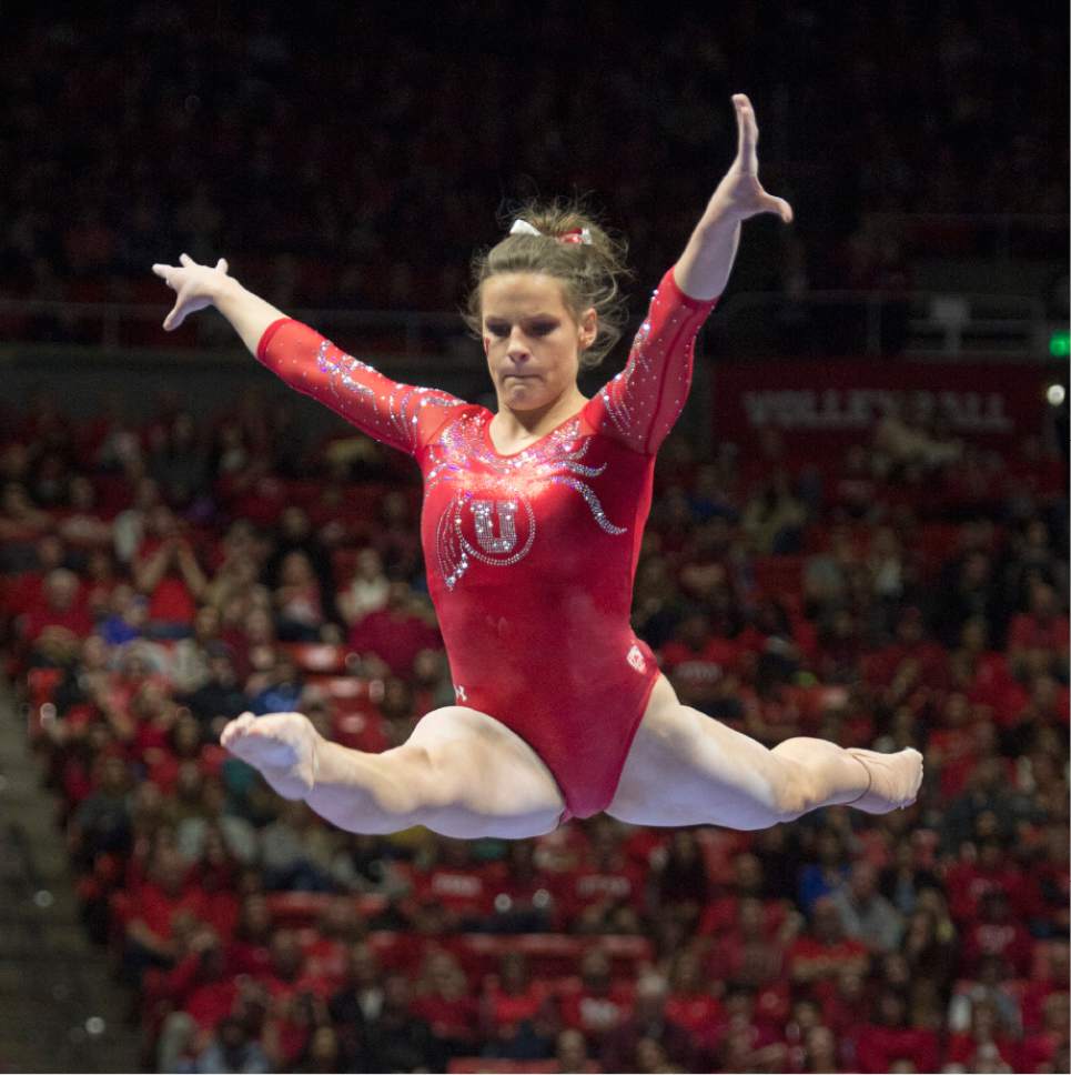 Rick Egan  |  The Salt Lake Tribune

Missy Reinstadtler competes on the beam for the Utes, in gymnastics action, Utah vs UCLA, at the Huntsman Center, Saturday, February 18, 2017.