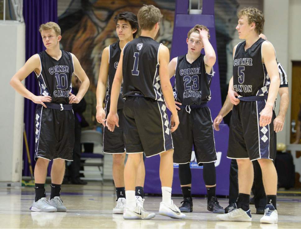 Leah Hogsten  |  The Salt Lake Tribune
Olympus High School defeated Corner Canyon High School 76-72 during their 4A State boys' basketball semifinal playoff game at Weber State University's Dee Events Center, Friday, March 3, 2017.