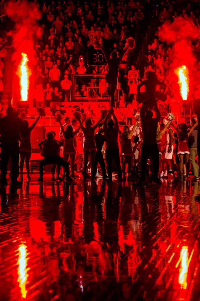 Chris Detrick  |  The Salt Lake Tribune
Members of the Utah Utes basketball team are introduced before the game at the Huntsman Center Saturday March 4, 2017.