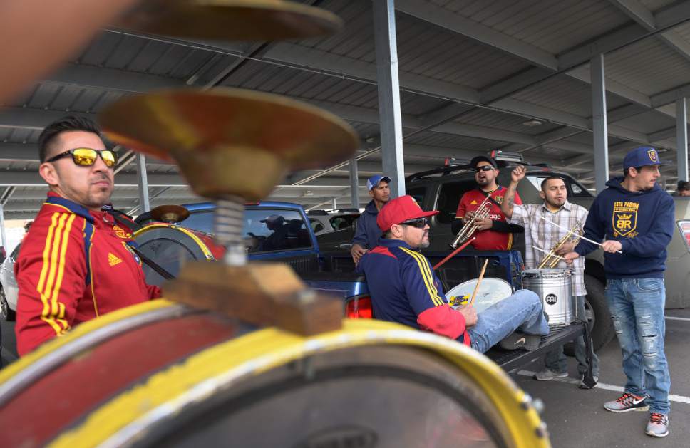 Leah Hogsten  |  The Salt Lake Tribune
The La Berra Real band kept RSL tailgaters tapping their feet. Real Salt Lake kicked off the 2017 season Saturday, March 4, 2017 with a home opener against Toronto FC at Rio Tinto Stadium.