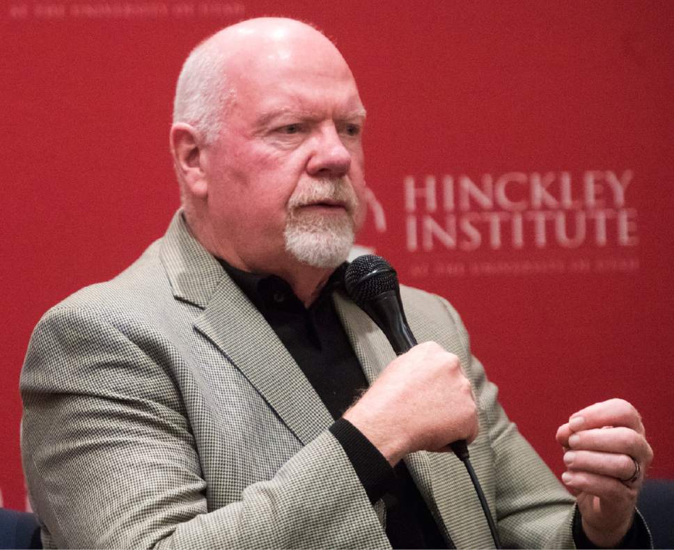 Rick Egan  |  The Salt Lake Tribune

Sen. Howard Stephenson speaks during a panel discussion at the Hinckley Institute, during a discussion on how religion and politics mix, Monday, October 3, 2016.