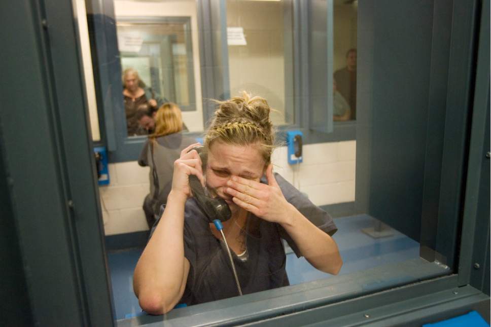 |  Tribune File Photo

Angela Hill becomes emotion while giving an interview during visiting hours at the Elko County Jail in Elko, Nevada on January 8, 2012.