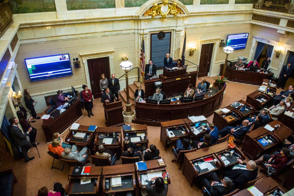Chris Detrick  |  The Salt Lake Tribune
Utah Governor Gary Herbert speaks after Senate Floor Time at the Utah State Capitol Friday March 10, 2017.