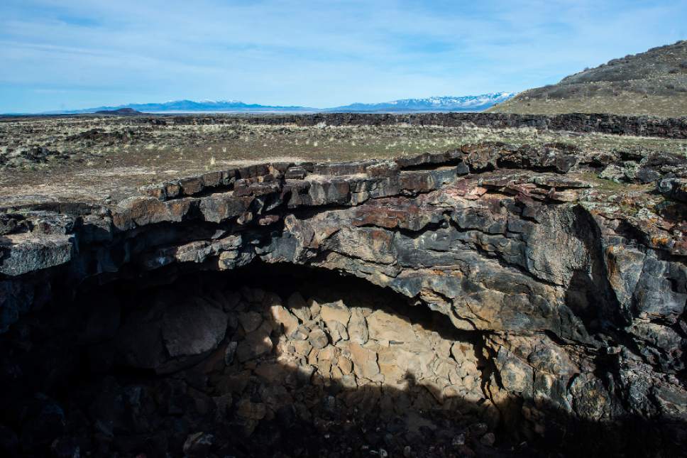 Chris Detrick  |  The Salt Lake Tribune
The Meadow Lava Tubes, photographed Wednesday, March 8, 2017, are nearby Meadow Hot Spring in Millard County.