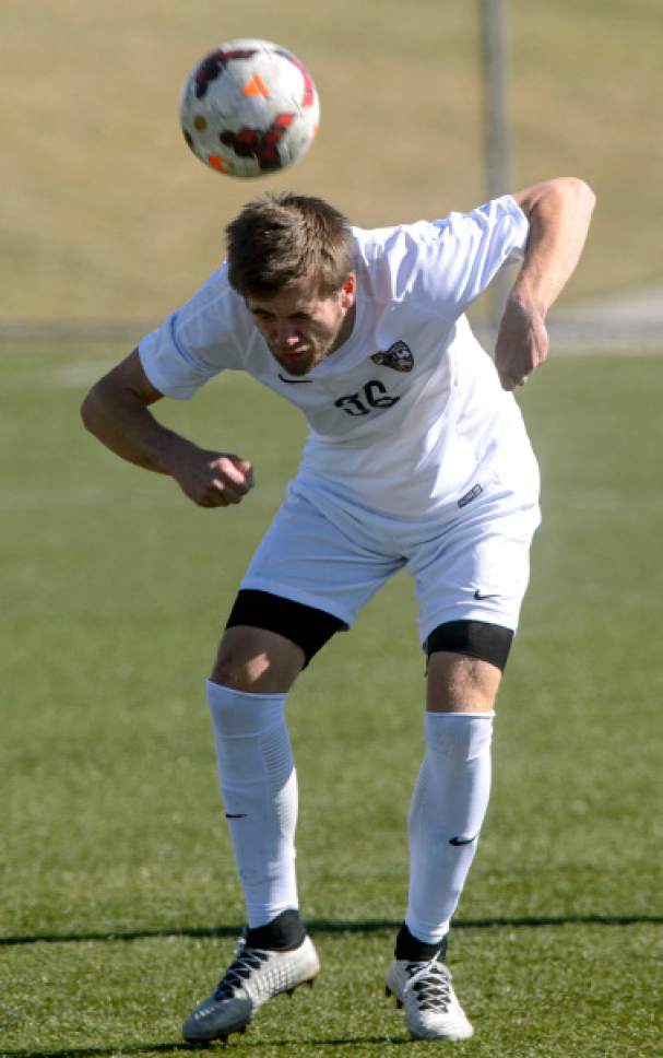 Steve Griffin  |  The Salt Lake Tribune


Lone Peak defender Joshua Stapp braces for a header as he clears a long kick during soccer match against Viewmont at Lone Peak High School in Highland, UT Tuesday March 14, 2017.