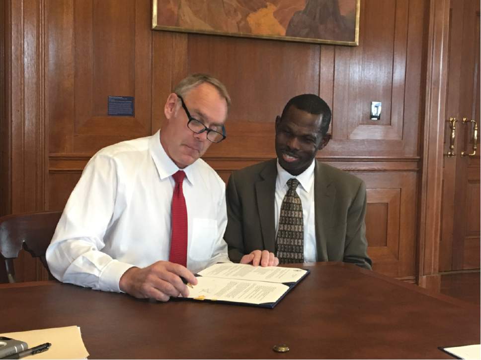 |  Courtesy of Interior Department

Interior Secretary Ryan Zinke with newly named acting BLM Director Michael Nedd.|  Courtesy of Interior Department

Interior Secretary Ryan Zinke with newly named acting BLM Director Michael Nedd.
