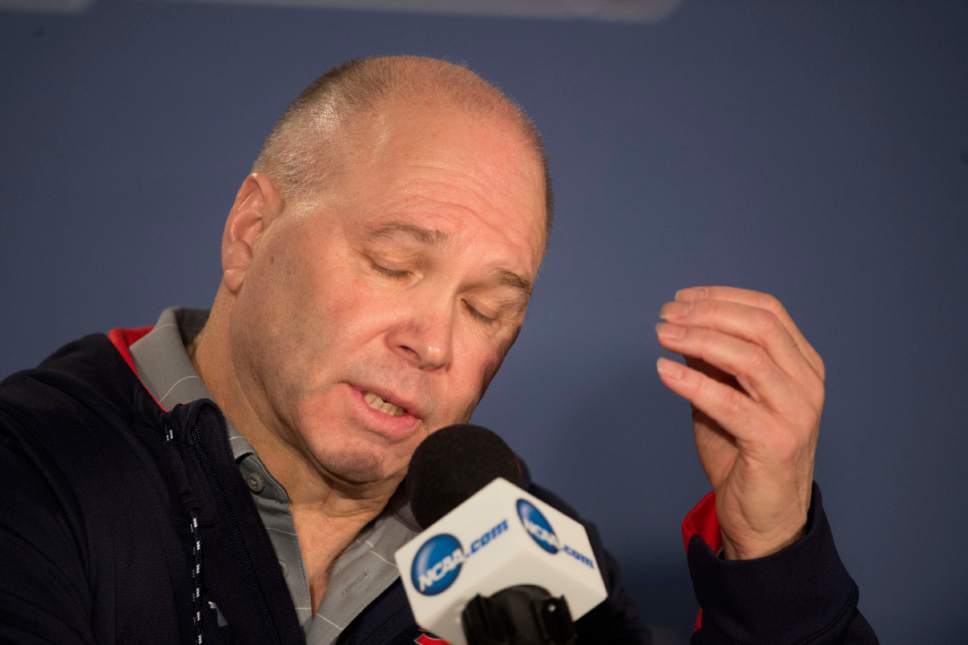 Trent Nelson |  The Salt Lake Tribune

St. Mary's Gaels coach Randy Bennett takes questions during the team's press conference at the NCAA Tournament in Salt Lake City on Wednesday, March 15, 2017.