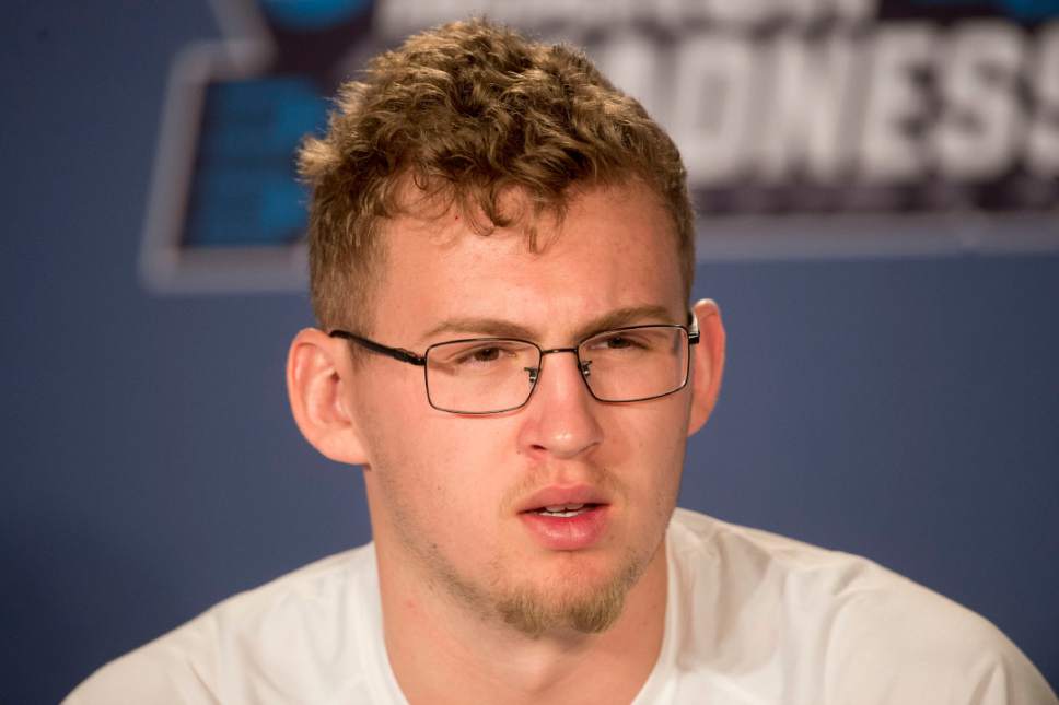 Trent Nelson |  The Salt Lake Tribune

St. Mary's Gaels center Jock Landale (34) takes questions during the team's press conference at the NCAA Tournament in Salt Lake City on Wednesday, March 15, 2017.