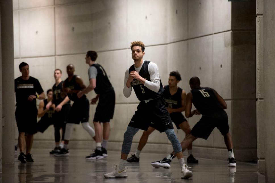 Chris Detrick  |  The Salt Lake Tribune

Vanderbilt Commodores guard Matthew Fisher-Davis (5) and his team warm up in the tunnel during at the NCAA Tournament in Salt Lake City on Wednesday, March 15, 2017.