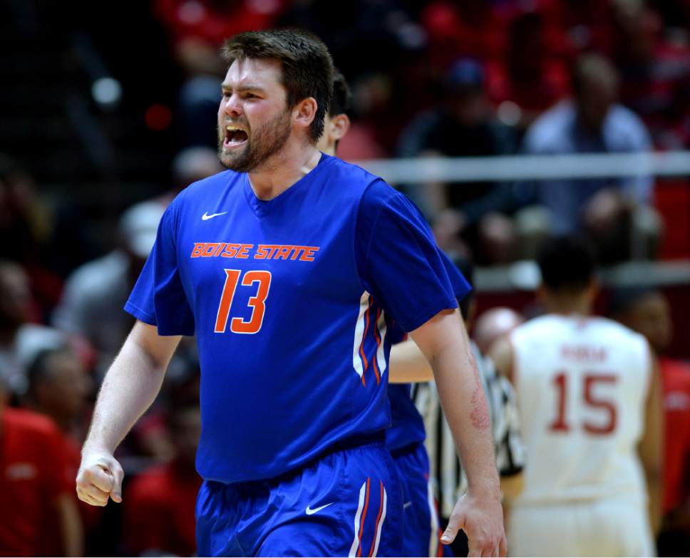 Steve Griffin  |  The Salt Lake Tribune


Boise State Broncos forward Nick Duncan (13) screams with excitement as Boise State pulls away from Utah in the final minutes during the first round of the NIT at the Huntsman Center on the University of Utah campus in Salt Lake City Tuesday March 14, 2017.