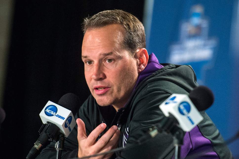 Chris Detrick  |  The Salt Lake Tribune
Northwestern Wildcats head coach Chris Collins speaks during a press conference at Vivint Smart Home Arena Friday March 17, 2017.
