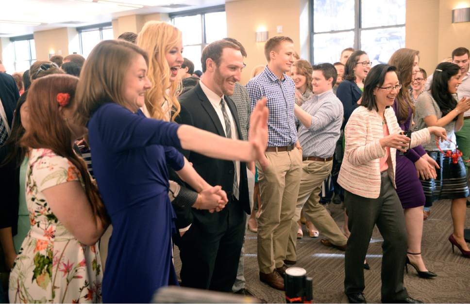 Al Hartmann  |  The Salt Lake Tribune
Graduating students from the University of Utahs School of Medicine gather in excitement and perhaps a little apprehension Friday March 17 to pick their envelope announcing the results of their residency match.