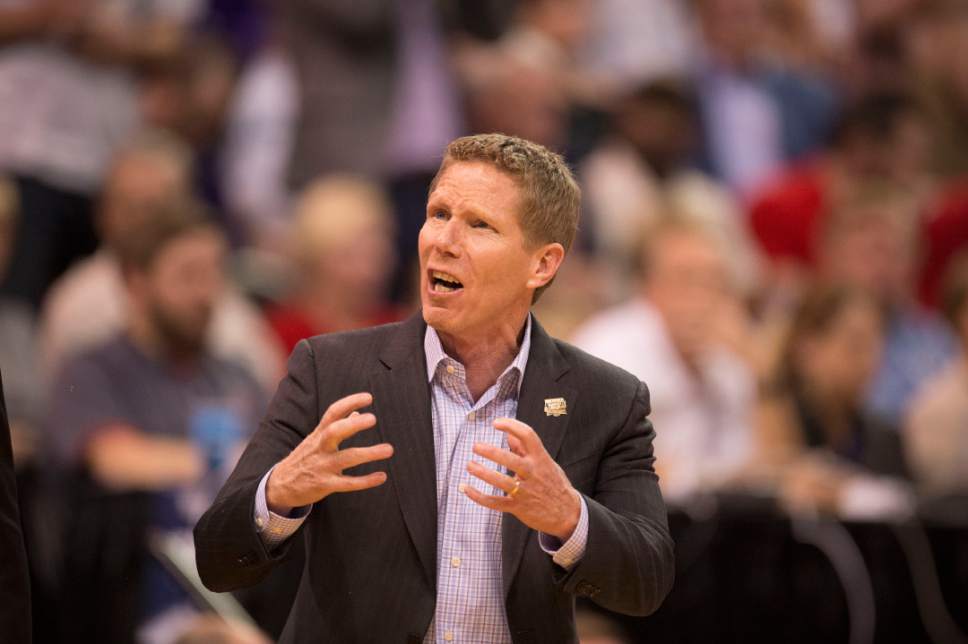 Trent Nelson  |  The Salt Lake Tribune

Gonzaga coach Mark Few yells as his team faces Northwestern in the NCAA tournament in Salt Lake City on Saturday, March 18, 2017.