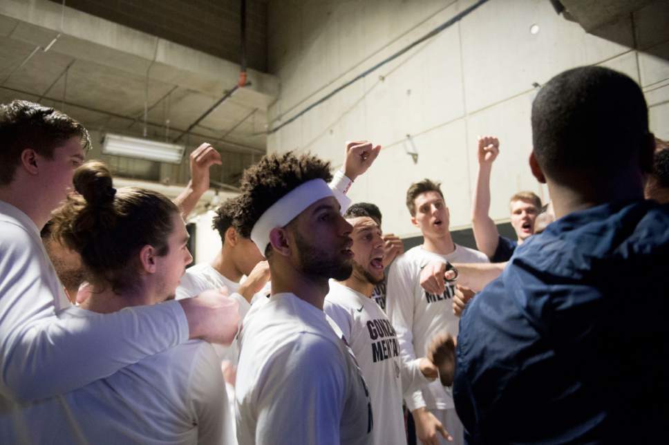 Chris Detrick  |  The Salt Lake Tribune

Gonzaga gets ready to take the court at the start of the second half as they face Northwestern in the NCAA tournament in Salt Lake City on Saturday, March 18, 2017.