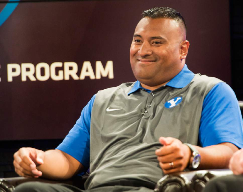 Rick Egan  |  The Salt Lake Tribune

BYU head coach Kalani Sitake smiles during the annual football media day at the Broadcasting Building,Thursday, June 30, 2016.