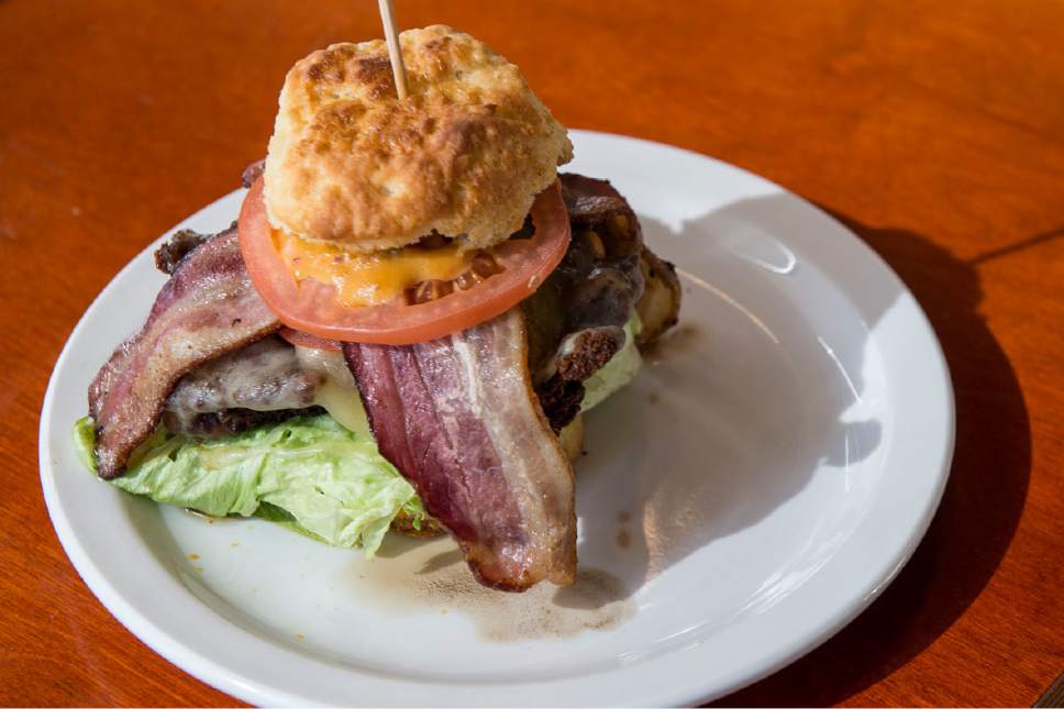Lennie Mahler  |  The Salt Lake Tribune

The Titanic Sandwich at Sweet Lake Biscuits & Limeade, a new breakfast and lunch spot at 54 W. 1700 South in Salt Lake City.