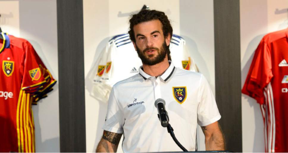 Steve Griffin  |  The Salt Lake Tribune


Real Salt Lake captain Kyle Beckerman talks about playing a home match against Manchester Untied July 17, 2017. The team announced the match during press conference at the RSL Team Store in Salt Lake City Tuesday March 21, 2017.