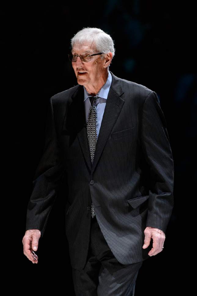 Trent Nelson  |  The Salt Lake Tribune
Jerry Sloan makes an appearance as the Utah Jazz celebrate the 20th anniversary of the franchise's first Western Conference Championship and honor members of the 1996-1997 squad, in Salt Lake City, Wednesday March 22, 2017.