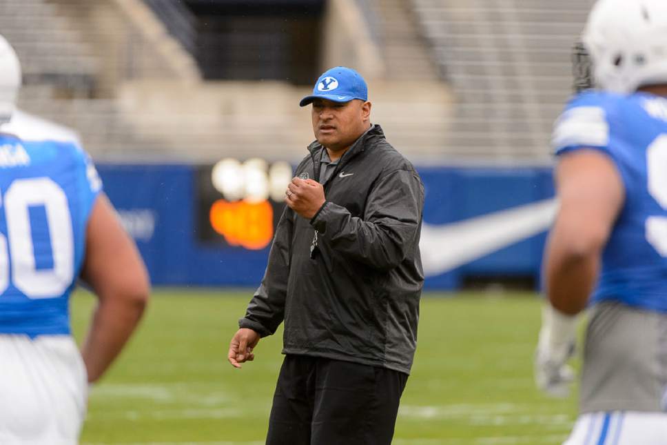 Trent Nelson  |  The Salt Lake Tribune
BYU football coach Kalani Sitake at the school's annual spring scrimmage in Provo, Saturday March 25, 2017.