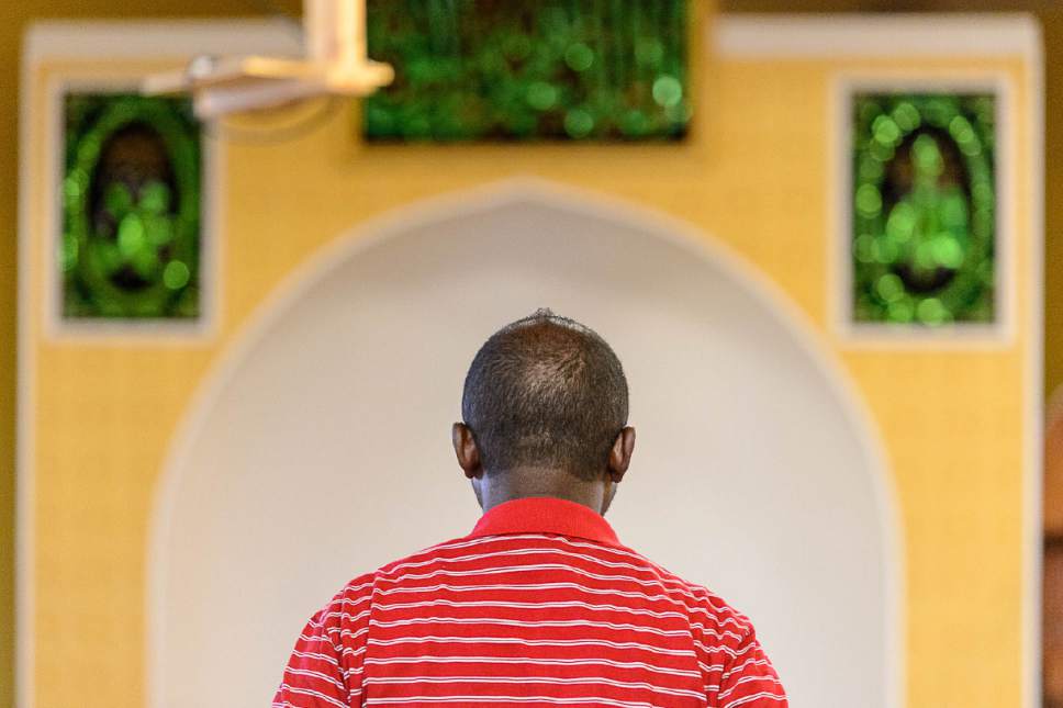 Trent Nelson  |  The Salt Lake Tribune
A man prays at the Madina Masjid Islamic Center in Salt Lake City, Friday March 10, 2017.