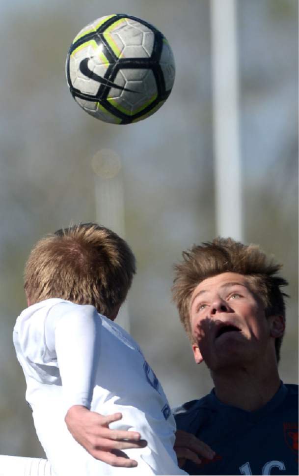 Steve Griffin  |  The Salt Lake Tribune


Brighton's Joseph Stowell, right, and Bingham's Bryant Mcarther watch the ball as it falls during game at Bingham High School in South Jordan Tuesday March 28, 2017.