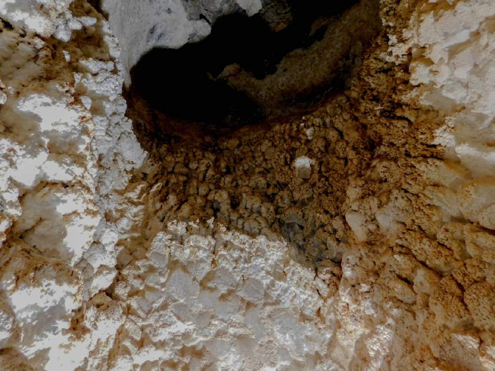 Erin Alberty  |  The Salt Lake Tribune

A chimney in Crystal Ball Cave swallows a mineral formation known as "cave popcorn." The cave is about 2 miles from the Nevada border, in Gandy, Utah.