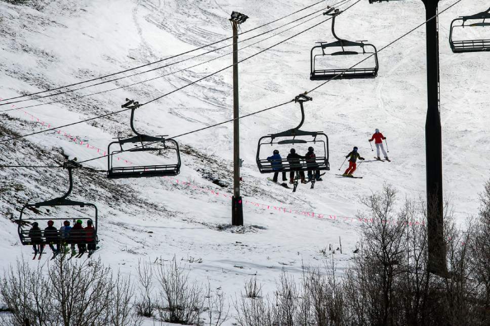 Chris Detrick  |  The Salt Lake Tribune
Skiers and snowboarders at Park City Mountain Resort Tuesday March 28, 2017.