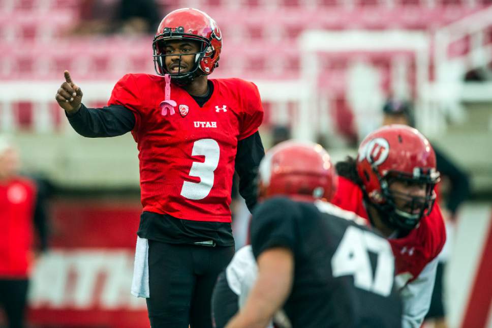 Chris Detrick  |  The Salt Lake Tribune
Utah Utes quarterback Troy Williams (3) during a scrimmage at Rice-Eccles Stadium Friday March 31, 2017.