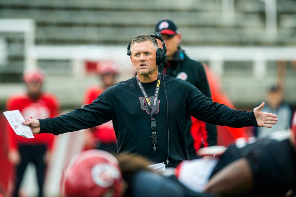 Chris Detrick  |  The Salt Lake Tribune
Utah Utes head coach Kyle Whittingham during a scrimmage at Rice-Eccles Stadium Friday March 31, 2017.