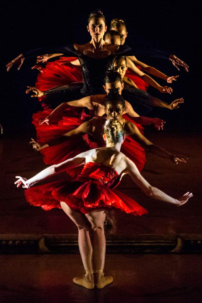 Chris Detrick  |  The Salt Lake Tribune
Ballet West dancers perform Garrett Smith's "Façades," during the final dress rehearsal of "Journeys and Reflections,"at the Capitol Theatre Thursday, April 6, 2017.