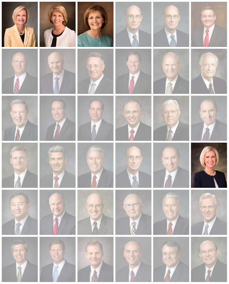 photos courtesy of the LDS Church

These photos show all of the people who spoke in General Conference starting with the General Women's Session on March 25, 2017. The photos are presented in the order the speeches were given. Of the 36 speeches, four were given by women. They are Bonnie H. Cordon, Carol F. McConkie, Linda K. Burton and Joy D. Jones.